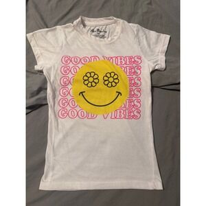 Miss Popular Girls Good Vibes Smiley Face Graphic T-Shirt White Size 7/8